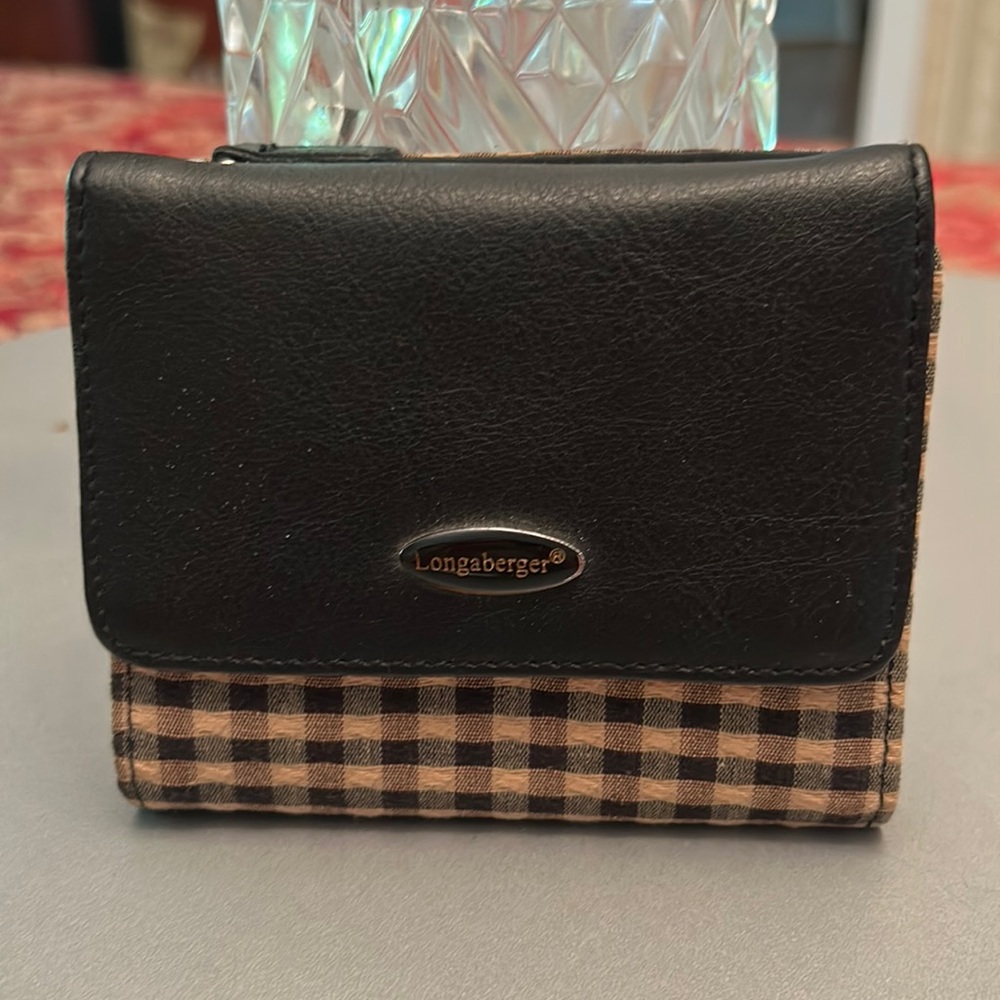 Longaberger Black and Brown Checkered Wallet